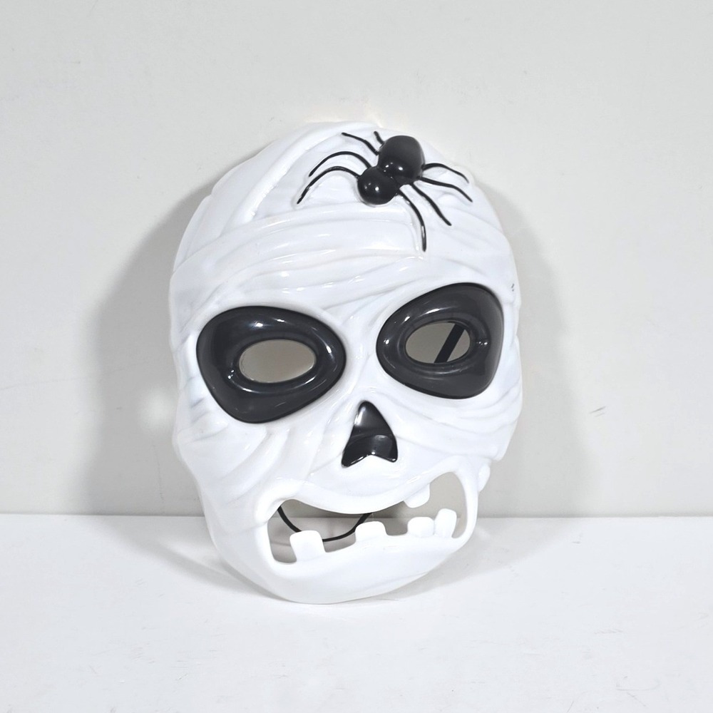 Greenbrier International Mummy Skull Light Up Mask Men OS White Black Spider